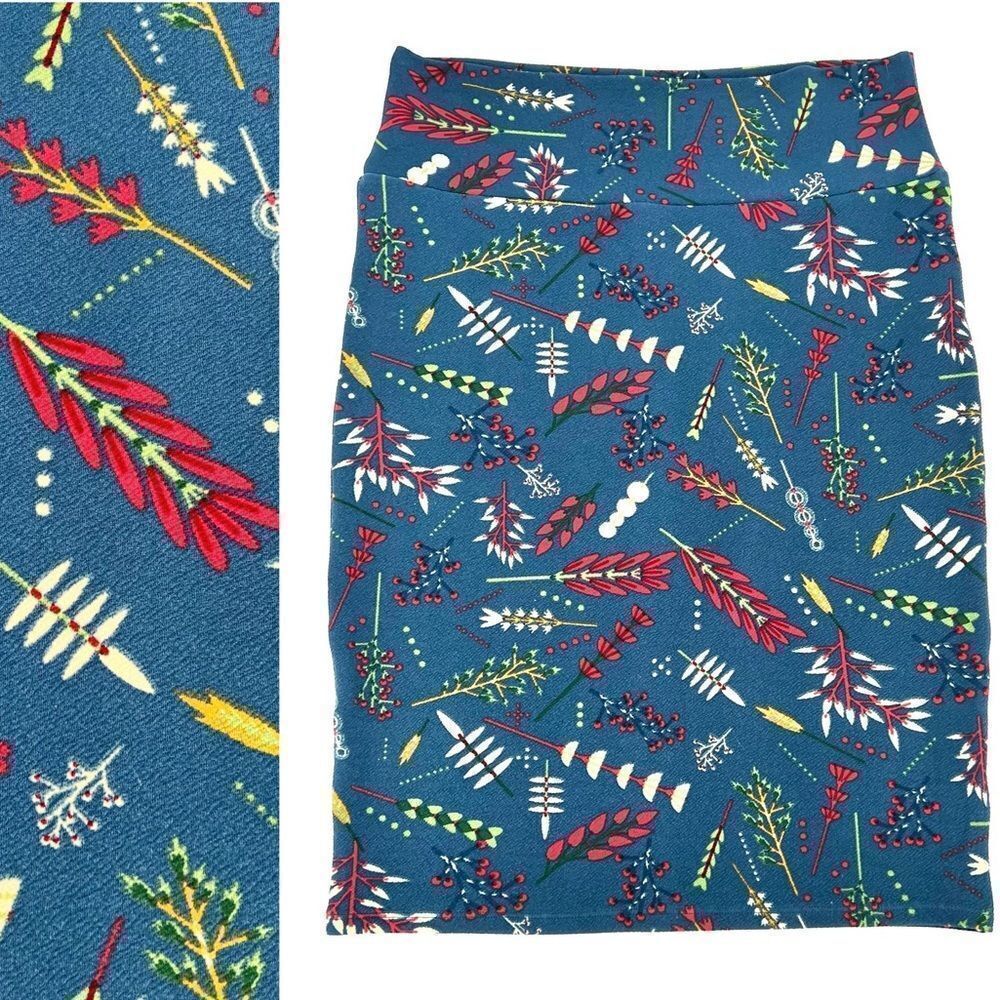 LuLaRoe I Cassie Pencil Skirt Arrows Feathers medium career professional office‎